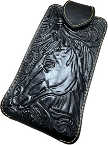 7" HORSE FLORAL POUCH BELT LOOP & CLIP HOLSTER WESTRN LEATHER UNIVERSAL #EH12850 - Picture 1 of 33