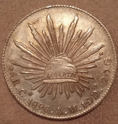 1896 Cn Culiacan 8 Reales A.M. 10 D 20 G Mexico .903 Silver Coin Cover