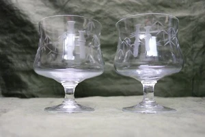 MCM Sasaki Etched Bamboo 2 Seafood Cocktail Glasses Smooth Stem 4 3/4 " No Liner - Bild 1 von 5