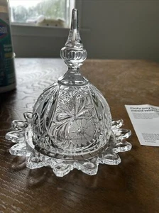 Vintage Round Crystal Plate With Lid - Picture 1 of 5