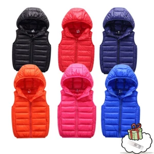 Child Kids Boys Girls Solid Winter Sleeveless Hooded Coat Warm Jacket Outwear - Picture 1 of 34