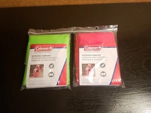 Menge 2 neue Coleman grün & rot Kapuze Ponchos 50,5 x 40 Zoll - Bild 1 von 2
