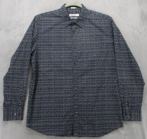 Calvin Klein Button Up Hemd Herren Large schwarz mit grau weißem Blumenmuster - Bild 1 von 14