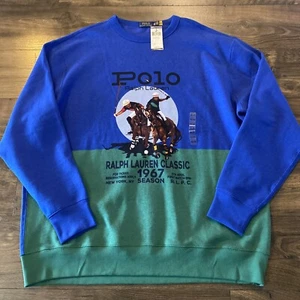 New Men’s Polo Ralph Lauren Equestrian Fleece Crew Sweatshirt - 2XLT Tall - Picture 1 of 4