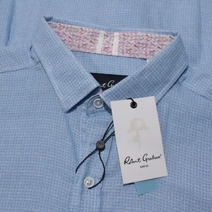 Robert Graham NWT Sloan Casual Short Sleeve Button Down Shirt Size L in Blue - Picture 1 of 10