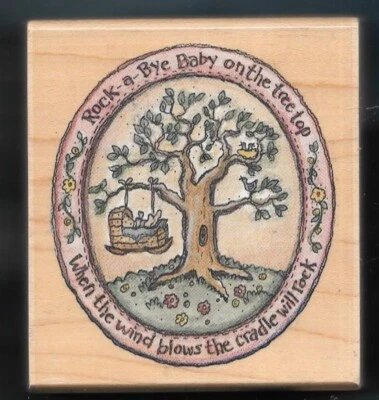 ROCK A BYE BABY ON TREE TOP NURSERY RHYME Child STAMPINGTON & CO RUBBER STAMP  - Изображение 1 из 3