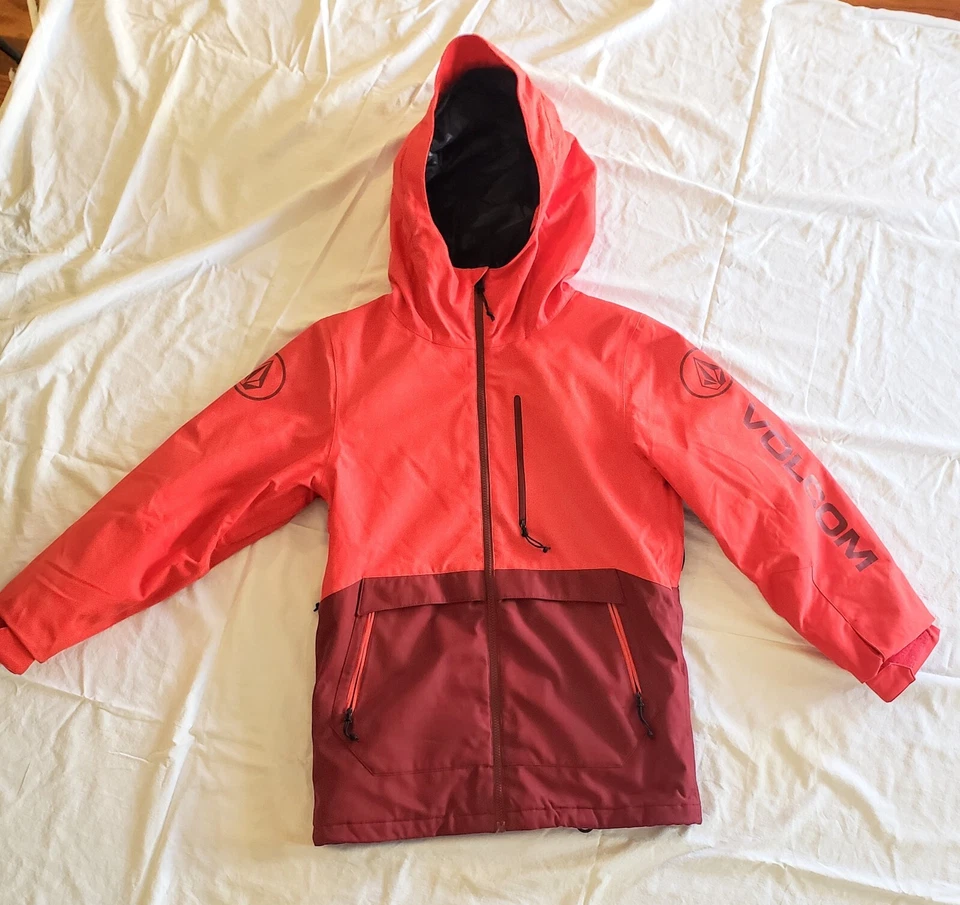 Volcom 15k Insulated Zip Up Snowboard Ski Jacket Coat Youth XL 14Y Red Maroon - Image 1 of 4
