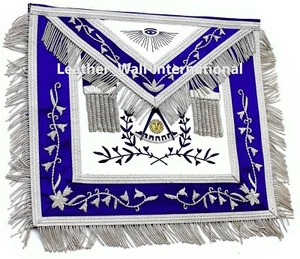 MASONIC PAST MASTER APRON HAND EMBROIDERED, PAST MASTER APRON BLUE - Picture 1 of 1