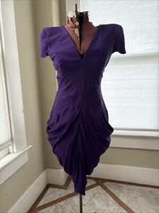 Alexander McQueen Women’s Purple Ruch Hip Embellish Dress Size 40/4 - Picture 1 of 17