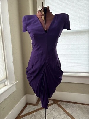 Alexander McQueen Women’s Purple Ruch Hip Embellish Dress Size 40/4 - Image 1 of 4
