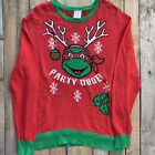 Teenage Mutant Ninja Turtles Party Dude Ugly Christmas Sweater Mens Size XL