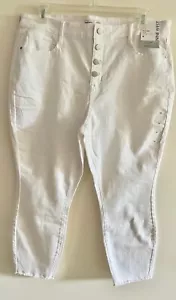 Nine West White Jean skinny ankle high rise sculpting stretch Cotton blend Sz 18 - Picture 1 of 7