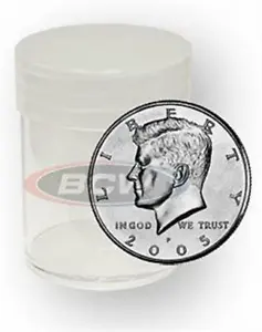 25 BCW Round Clear Plastic Kennedy/Franklin HALF DOLLAR Coin Tubes -Screw-On Cap - Picture 1 of 1