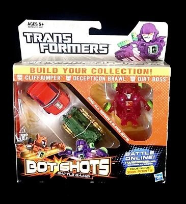 Transformers Bot Shots Battle Game Cliff Jumper, Deception Brawl & Dirt Boss - Image 1 of 4