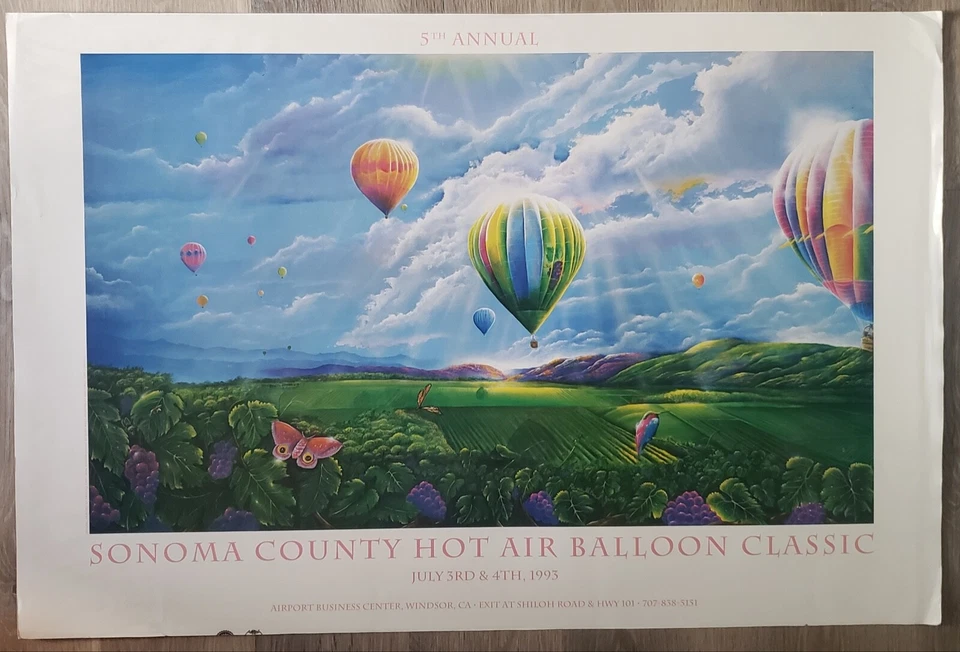 Sonoma County Hot Air Balloon Classic 1993 poster. Randall Earl Jahn painting - Image 1 of 1