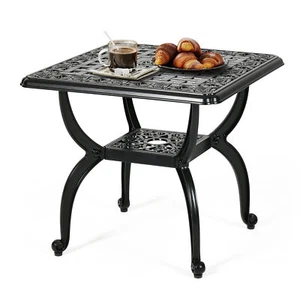 Patio Aluminum Side Table Outdoor End Table Small Square Bistro Coffee Table - Picture 1 of 9