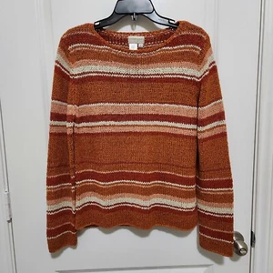 Coldwater Creek Damen S kuscheliger gestreifter Oversize Pullover Rundhals lockerer Strick - Bild 1 von 7