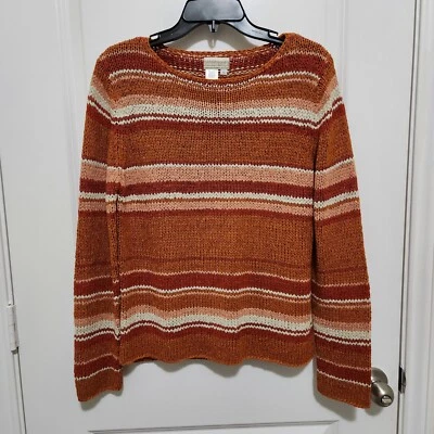 Coldwater Creek Para Mujer S Acogedor Suéter de Gran Tamaño a Rayas Cuello Redondo Suelto Tejido Foto 1 de 4