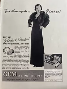 Pubblicità stampa rasoio e lame gemme vintage 1937 ti radi di nuovo… o non ci vado! �� - Foto 1 di 1