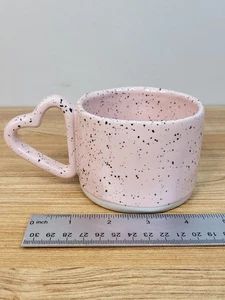 World Market Pink Speckled Heart Handle Coffee Tea Mug - Picture 1 of 5