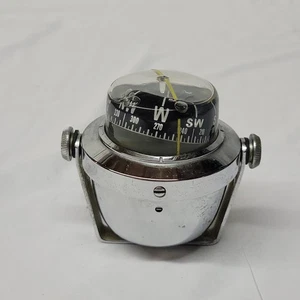 Vtg Aqua Meter Compass Roseland 3” Boat Nautical Maritime metal 60's w/ mount - Picture 1 of 9