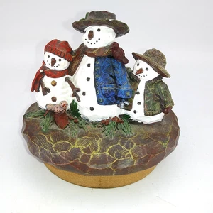 Vintage Lang Kerzenaufsatz Weihnachten 3 Schneemänner Figur 2000 - Lang Candles Ltd - Bild 1 von 7