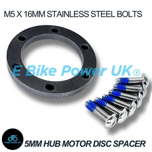 Hub Motor Disc Brake Rotor Spacer 5mm Thick 6 Bolts M5 x 16mm Allen Head Bolts - Picture 1 of 3