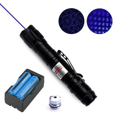 Puntero láser 2 en 1 405 nm azul púrpura lápiz haz visible luz lazer + tapa estrella Foto 1 de 4