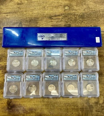 Quarter Set of IGC CERTIFIED SATIN FINISH 10 Coins Slabbed Box Included - Image 1 of 4