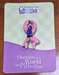 Prendedor/broche vintage de mujer con concienciación sobre el cáncer de mama rosa de Lucinda EE. UU. - Imagen 1 de 8