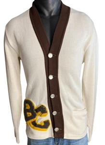 Suéter Letterman Vintage Estilo Happy Days Años 50 M Marrón Dorado Amarillo - Imagen 1 de 12