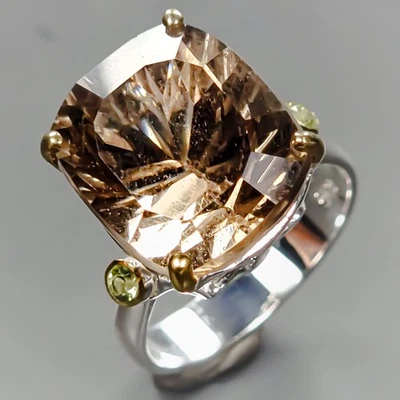 Vintage ring 18 ct Natural Smoky Quartz Ring 925 Sterling Silver Size 8 /R433214 - Image 1 of 4