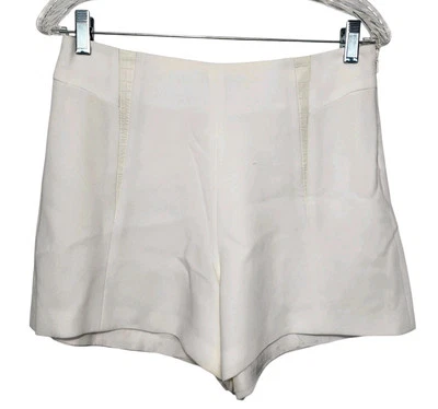 Pantalones cortos de vestir relajados Rag & Bone para mujer talla 6 tiro medio inserciones de cuero de cordero marfil. Foto 1 de 4