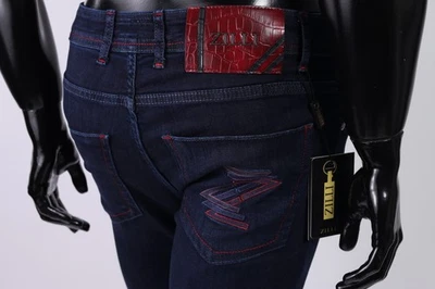 NUEVO HOMBRE ZILLI JEANS 700 Eur/Talla W31/Cuero Piel de Caimán Jackron/Azul Foto 1 de 4