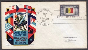 1943 Paesi invasi Belgio (Scott 914) - Staehle KING'S G/P WDC FDC TB424 - Foto 1 di 1