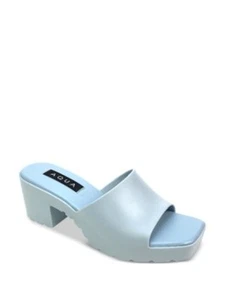 AQUA Womens Light Blue Padded Jelly Square Toe Slip On Heeled Sandal 8 - Picture 1 of 3