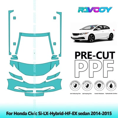  Película de protección de pintura PPF para Honda Civic Si-LX-Hybrid-HF-EX sedán 2014-2015 Foto 1 de 4