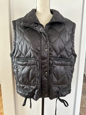 Sage The Label Black Quilted Oversized Adjustable Buttons Vest Size Medium NEW - Image 1 of 4