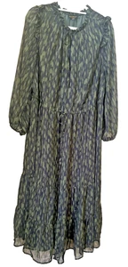 Maxi Vestido Sugarlips Verde En Niveles Mangas Campana Calada 2X - Imagen 1 de 7