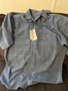 Bruno Button Down Mens Sueded Shirt Blue Lightweight SS Button up Size 1XL Tall - Picture 1 of 5