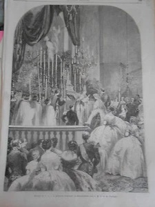 Gravure 1858 - Mariage de la Princesse Stéphanie avec le Roi du Portugal - Picture 1 of 1