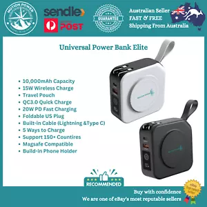 Wireless Travel Power Bank Charger 10000Mah With Snap adaptor and Travel pouch - Picture 1 of 23