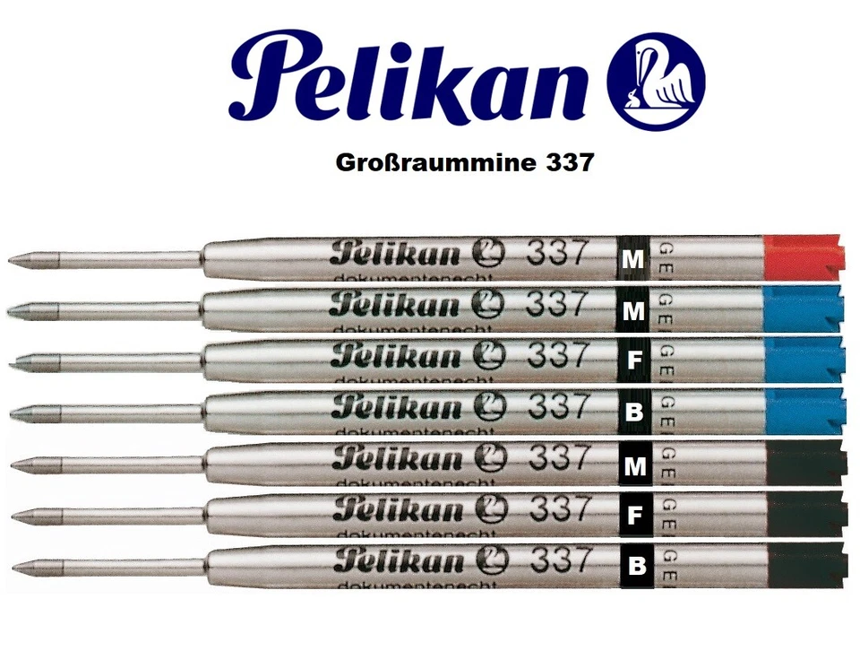 PELIKAN Kugelschreiber-Mine 337 in  B, M, F Großraummine rot, blau, schwarz - Bild 1 von 1