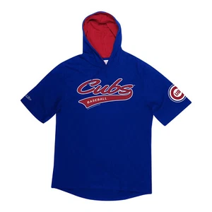Men's Chicago Cubs Mitchell & Ness Royal Short Sleeve Pullover Hoodie NWT - Picture 1 of 2