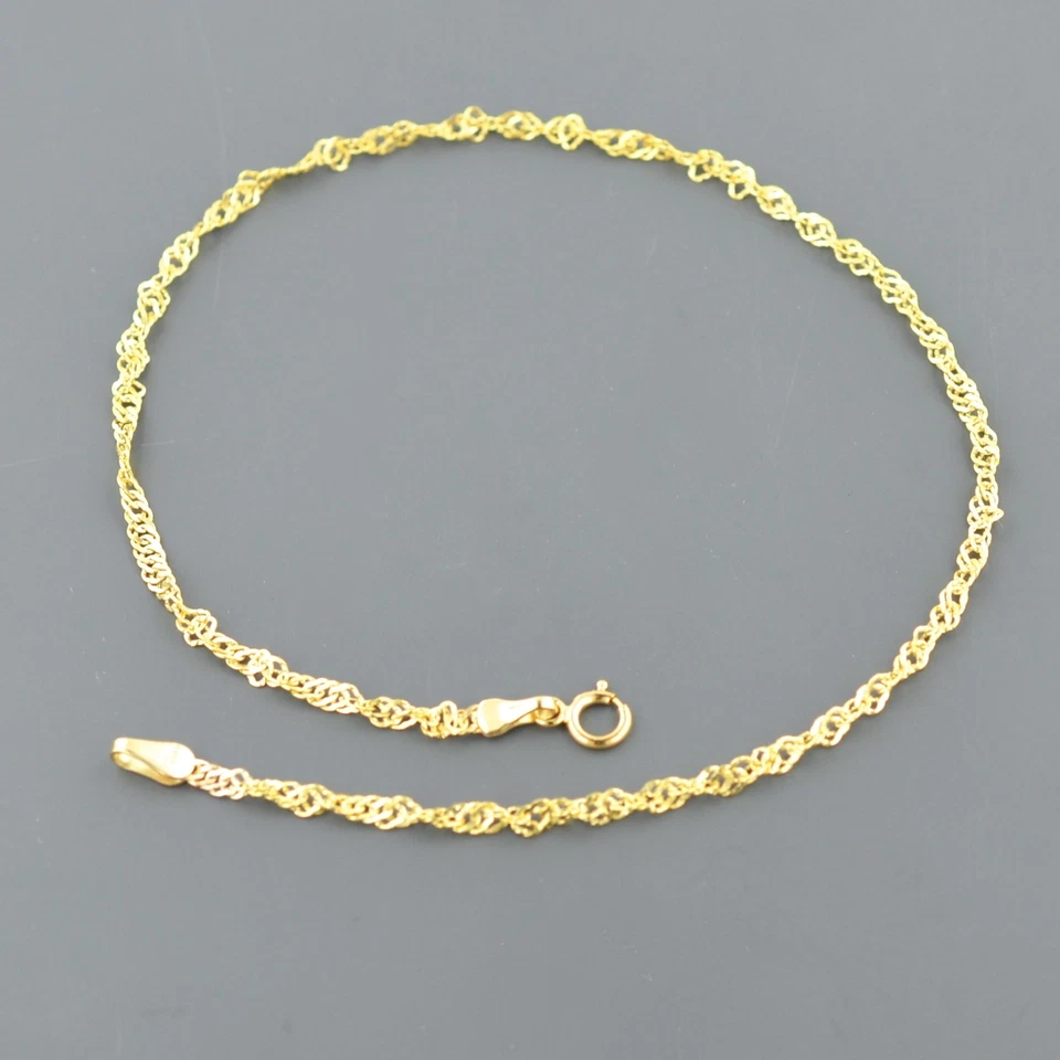 ORO AMARILLO 10K 2.3MM 10" TOBILLERA SINGAPUR RETORCIDA ENVÍO GRATUITO Y CAJA DE REGALO  Foto 1 de 1