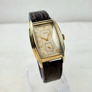 SELTENE VINTAGE ELGIN TANK 10K GOLDFILLED MECHANISCHE HANDAUFZUG KLASSISCHE HERREN UHR - Bild 1 von 10