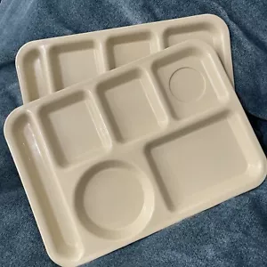 Vintage SiLite Melamine School Cafeteria Lunch Divided Trays #614 Beige Lot of 2 - Picture 1 of 6