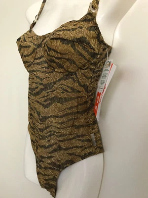TanThru Badeanzug Durchbräunend Braun Camouflage 36 C US 5/6  Solar Neu - Bild 1 von 4