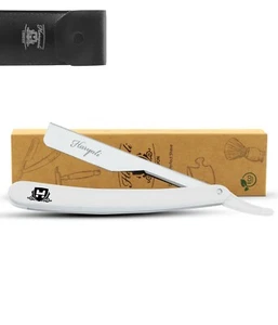 Halsschneider für Männer, Shavette, Kunststoffgriff, Barber Straight Razor, weiß - Bild 1 von 7