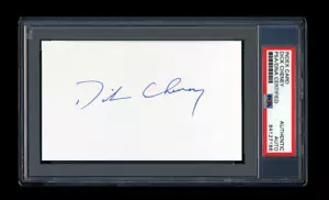 DICK CHENEY FIRMATA MINT INDEX CARD PSA/DNA SLABBED AUTOGRAFATA VICEPRESIDENTE - Foto 1 di 1